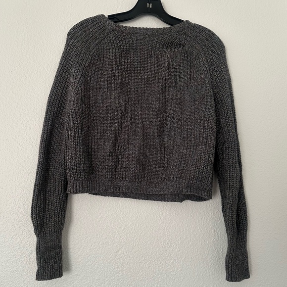 American Apparel Cable Knit Dark Grey Sweater Crew Neck - Picture 4 of 4